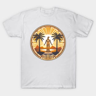 Ancient Egypt, Tropical Vacation: Exotic Palm Landscape in Vector T-Shirt